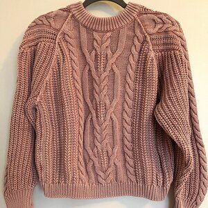 Free People Cable Knit Sweater – Dusty Pink – Size S